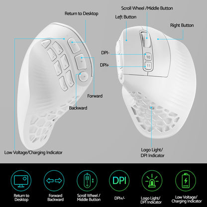 SOLAKAKA E9 Vertical MMO Gaming Mouse Tri-Mode 36000 DPI Ergonomic
