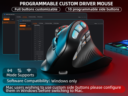 SOLAKAKA E9 Pro Vertical MMO Mouse Tri-Mode 36000 DPI 8000Hz PAW3395