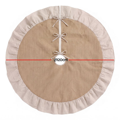 Jingle Jollys 120cm Christmas Tree Skirt Linen Christmas Tree Mat Decor