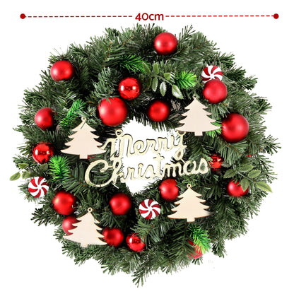 Jingle Jollys Christmas Wreath 40CM Xmas Garland Baubles Ornaments Party Decor