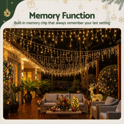 20M Christmas Lights Icicle Light 800 LED Warm White Decor Jingle Jollys