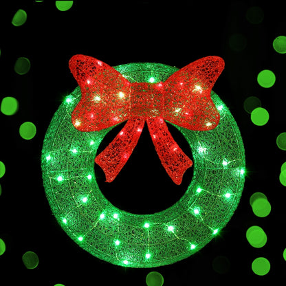 Jingle Jollys Christmas Lighted Wreath Solar Powered Indoor Outdoor Decoration