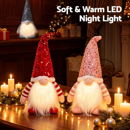 Jingle Jollys Christmas Gnomes Light Up Christmas Decorations Plush Goblin Set of 3 Warm White