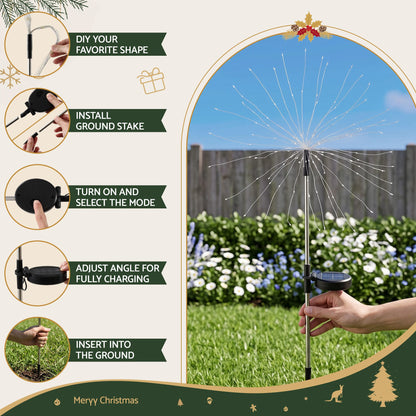 Jingle Jollys 4 Pack Christmas Lights Solar Firework Outdoor Garden Lights DIY Decoration Warm White